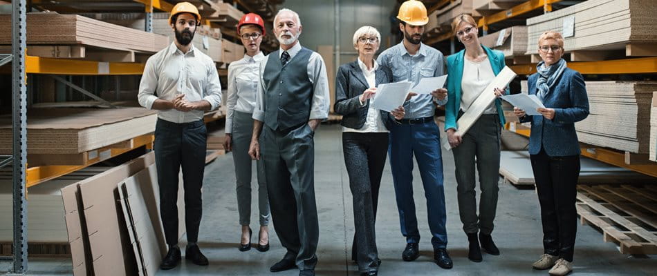 Team photo with employees from different generations