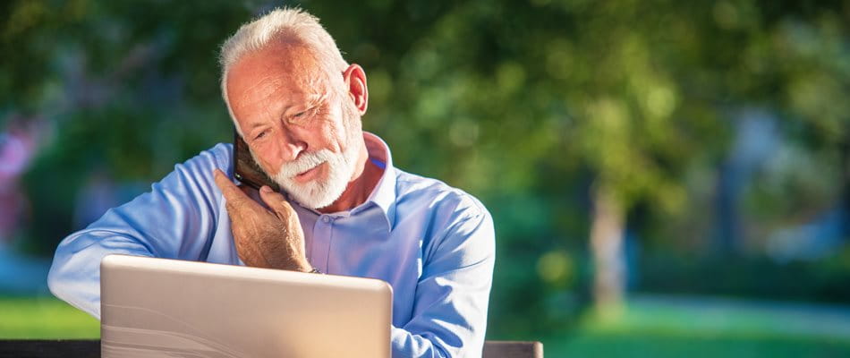 Older gentleman on mobile phone