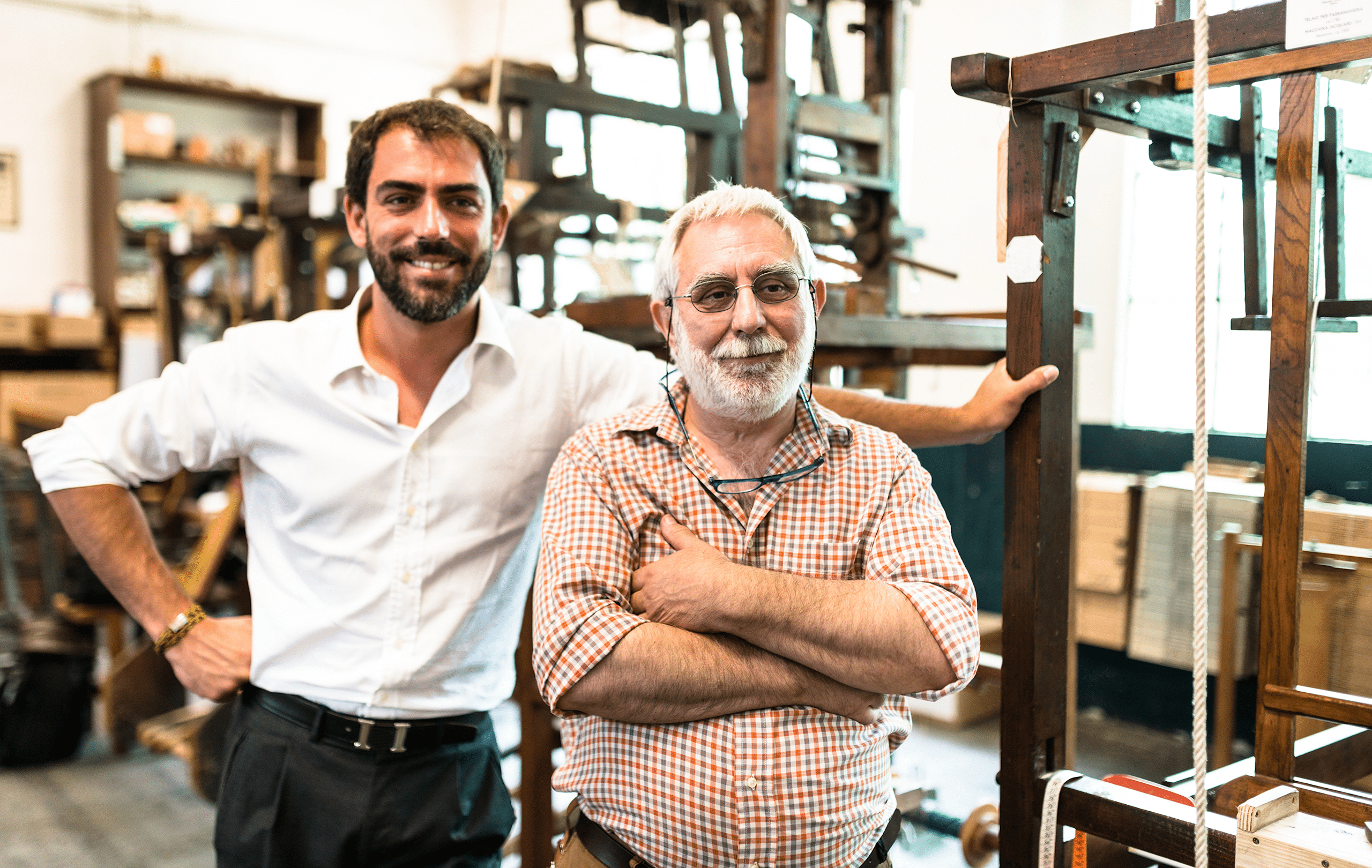 Portrait father & son in the company Portrait father & son in the company